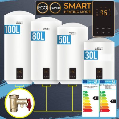 Elektro SMART Warmwasserspeicher 30/50/80/100 L Boiler Wandhängend 2 kW 230 V