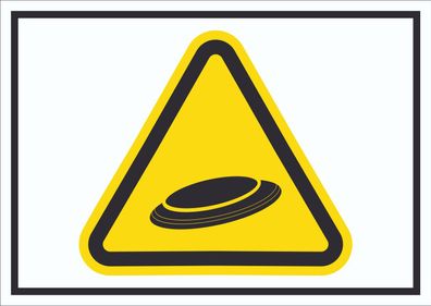 Vorsicht Frisbee Schild Symbol