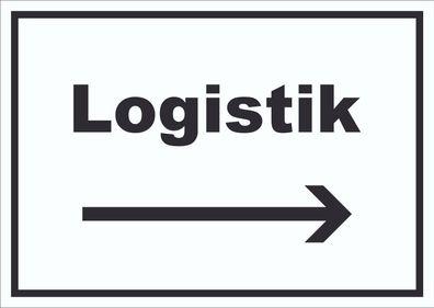 Logistik Schild mit Text und Richtungspfeil rechts Transport Versand waagerecht