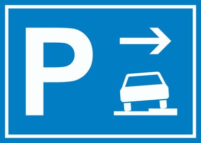 Gehweg Parkplatz mit Richtungspfeil rechts Schild waagerecht