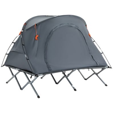 Outsunny® Campingbett mit Zelt für 2 Person Kuppelzelt Grau 200 x 146 x 159 cm