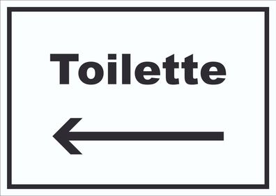 Toilette Schild mit Text und Richtungspfeil links Klo WC waagerecht