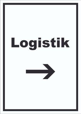Logistik Schild mit Text und Richtungspfeil rechts Transport Versand hochkant