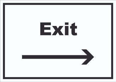 Exit Schild mit Text und Richtungspfeil rechts Ausgang waagerecht