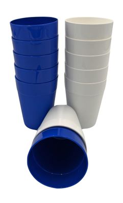 Mehrweg Trinkbecher Becher Partybecher Plastikbecher Kunststoff 0,3 L blau weiß