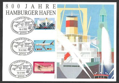 Flugpost BRD 800 Jahre Hamburger Hafen Sonderausgabe