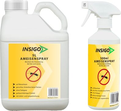 INSIGO 5L + 500ml Ameisenspray Ameisenmittel Ameisengift gegen Ameisen Bekämpfung
