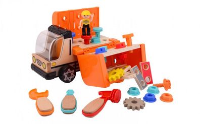 Spielzeugset Werkbank Lkw Junge Holz Orange 26 Stück