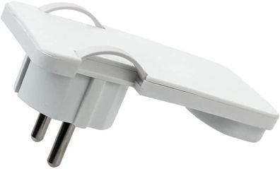 Schutzkontakt Flachstecker weiß (2P + PE) extraflacher Netzstecker aus Kunststoff