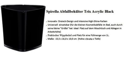 Trix Acryl Schwarz Abfalleimer Kosmetikeimer Tischeimer Dreieck-Design