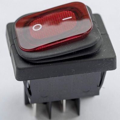 Wippschalter IP65 2-polig beleuchtet rot Schalter Kippschalter Netzschalter 230V