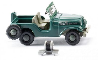 Miniatur-Jeep W&W Holzbau 1:87 Grün