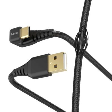 Hama "Gamer" 1,5m USB Typ C Ladekabel gewinkelt fast charging U-Förmig 480MBit/ s
