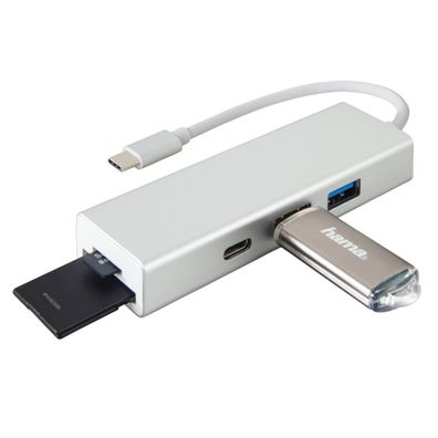Hama USBC USBHub 1:3 Kartenleser USB Adapter TypeC 3.1 CardReader SD MicroSD