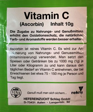 Vitamin C - Ascorbin - Ascorbinsäure - E300 - Vina Oxidationsschutz 10 gr.