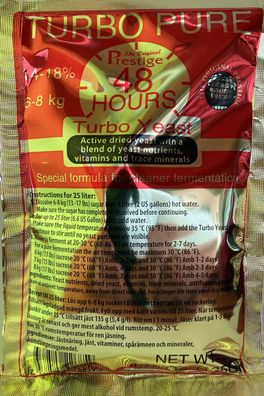 Turbohefe Turbo Pure 48 - Prestige Hefe - Trockenhefe 18% Alkohol Schnapshefe