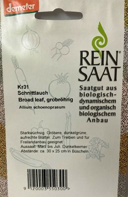 Schnittlauch Broad leaf Saatgut - Bio Demeter aus biologischem Anbau Mehrjährig