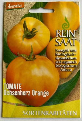 Tomate Ochsenherz Orange - Saatgut - Samen - Demeter - aus biologischem Anbau