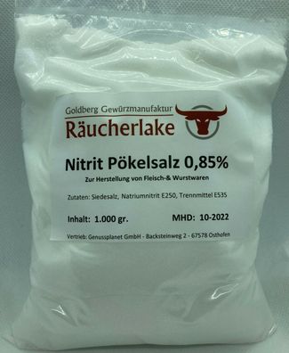 Pökelsalz 0,85% 2,5 Kg Nitritpökelsalz Natriumnitrit Pökel Salz Wurstherstellung