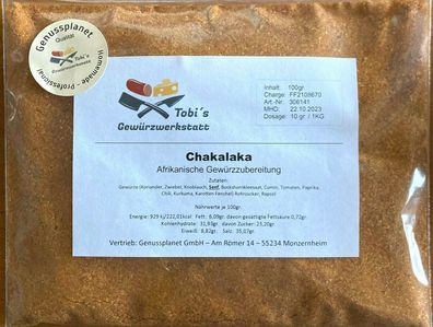 Chakalaka Gewürzmischung 100gr Afrikanische Gewürzzubereitung ohne Pökelsalz