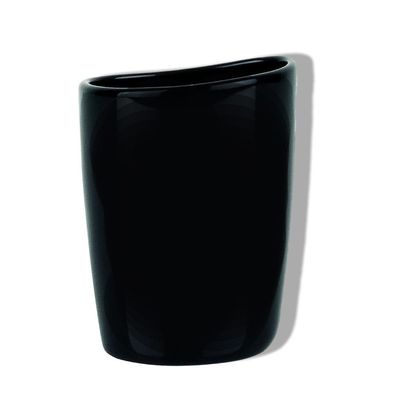 Etna Shiny Black/ Schwarz Zahnbecher. Glänzendes Steingut in eleganter Farbe.