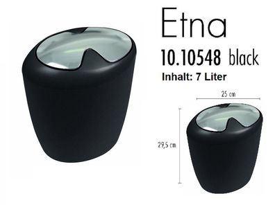 Etna Black/ Schwarz Matt Abfalleimer/ Mülleimer 7 Liter