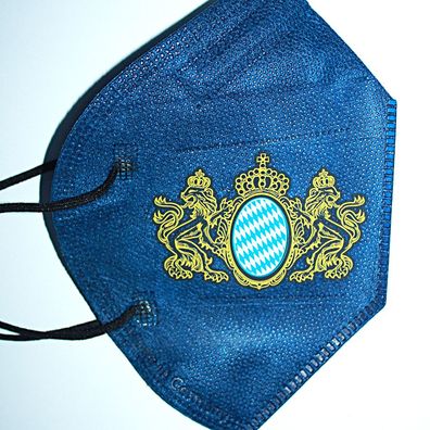 1 FFP2 Maske in Dunkelblau Deutsche Herstellung - Bayern Wappen Deutschland - 19603
