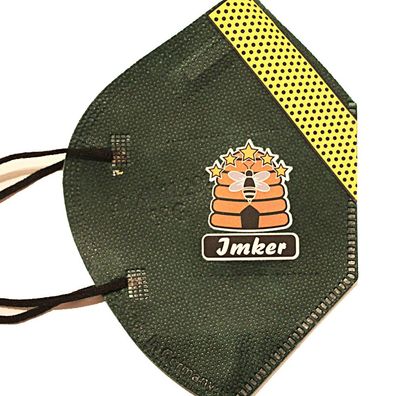 1 FFP2 Maske in Dunkelgrün Deutsche Herstellung mit Design - Bienenzucht Imkerei - 1