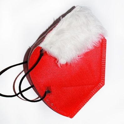 1 FFP2 Maske Weihnachts-Maske in Rot mit Fell - 14987