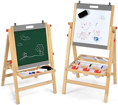 3 in 1 Kinder Staffelei, Whiteboard & Kreidetafel & Zeichenpapier höhenverstellbar