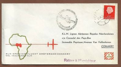 Flugpost-Niederlande-KLM Eröffnungsflug-Amsterdam--Conakry-