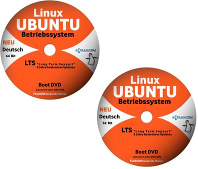 UBUNTU Linux LTS 64 + 32 bit DVD deutsch komplettes Betriebssystem