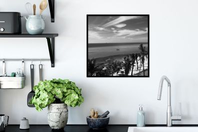 Poster - 40x40 cm - Schwarz-Weiß-Ansichten des Karibischen Meeres - Schwarz und Weiß