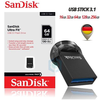 Sandisk Ultra Fit USB Stick 3.1 Flash 16GB 32GB 64GB 128GB 256GB Speicher Mini