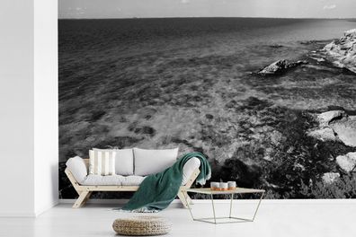 Fototapete - 330x220 cm - Karibisches Meer, Isla Mujeres, Mexiko - Schwarz und Weiß