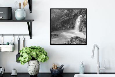 Poster - 40x40 cm - Rio Celeste Wasserfall am Tenoria Vulkan in Costa Rica in schwarz