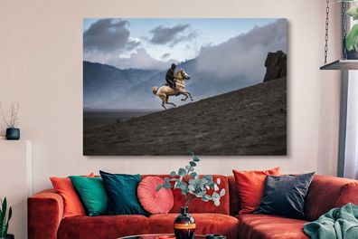 Leinwandbilder - 150x100 cm - Pferd - Reiter - Indonesien (Gr. 150x100 cm)