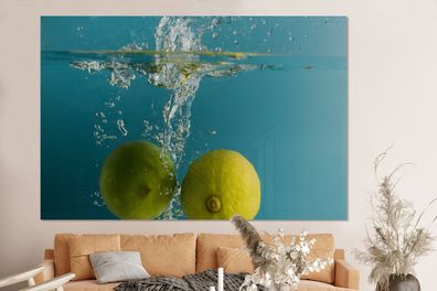Glasbilder - 150x100 cm - Limetten - Wasser - Obst (Gr. 150x100 cm)