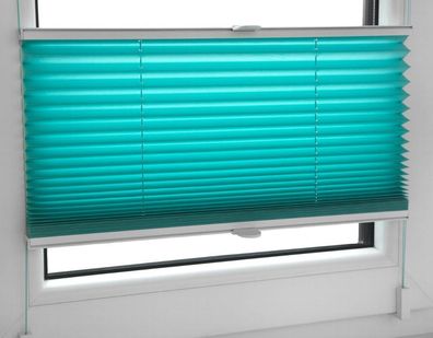 Plissee Faltrollo inkl. Klemmträger türkis 40x200 cm Jalousie