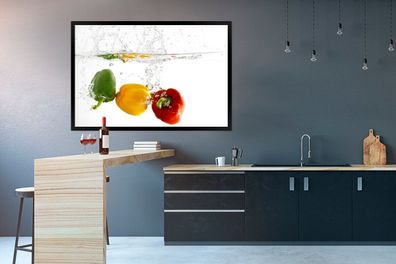 Poster - 120x80 cm - Paprika - Wasser - Gemüse (Gr. 120x80 cm)
