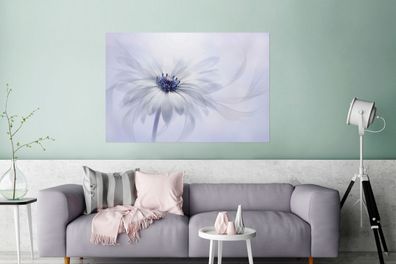 Glasbilder - 120x80 cm - Blume - Abstrakt - Weiß (Gr. 120x80 cm)