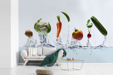 Fototapete - 330x220 cm - Gemüse - Wasser - Zucchini (Gr. 330x220 cm)