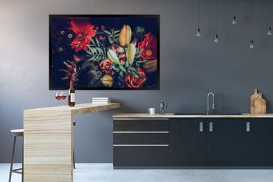 Poster - 120x80 cm - Blumenstrauß - Stillleben - Abstrakt (Gr. 120x80 cm)