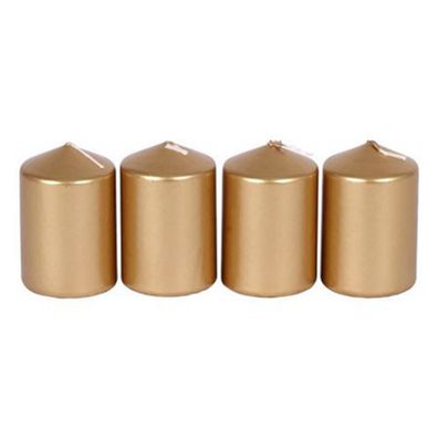 Metallic-Stumpenkerzen gold 4er-Set Adventskerzen Weihnachtskerzen Tischdeko