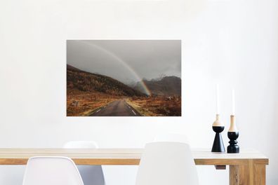 Glasbilder - 60x40 cm - Herbst - Regenbogen - Weg (Gr. 60x40 cm)