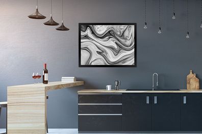 Poster - 80x60 cm - Marmor - Muster - Grau (Gr. 80x60 cm)