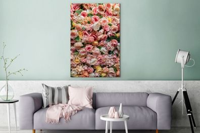Leinwandbilder - 90x140 cm - Rosen - Farben - Wand (Gr. 90x140 cm)