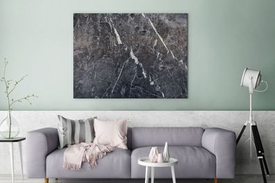 Leinwandbilder - 120x90 cm - Marmor - Grau - Weiß (Gr. 120x90 cm)