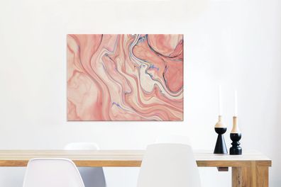 Leinwandbilder - 80x60 cm - Marmor - Pastell - Rosa (Gr. 80x60 cm)