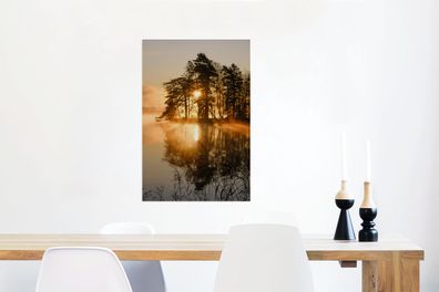 Glasbilder - 40x60 cm - Herbst - Sonne - Wasser (Gr. 40x60 cm)